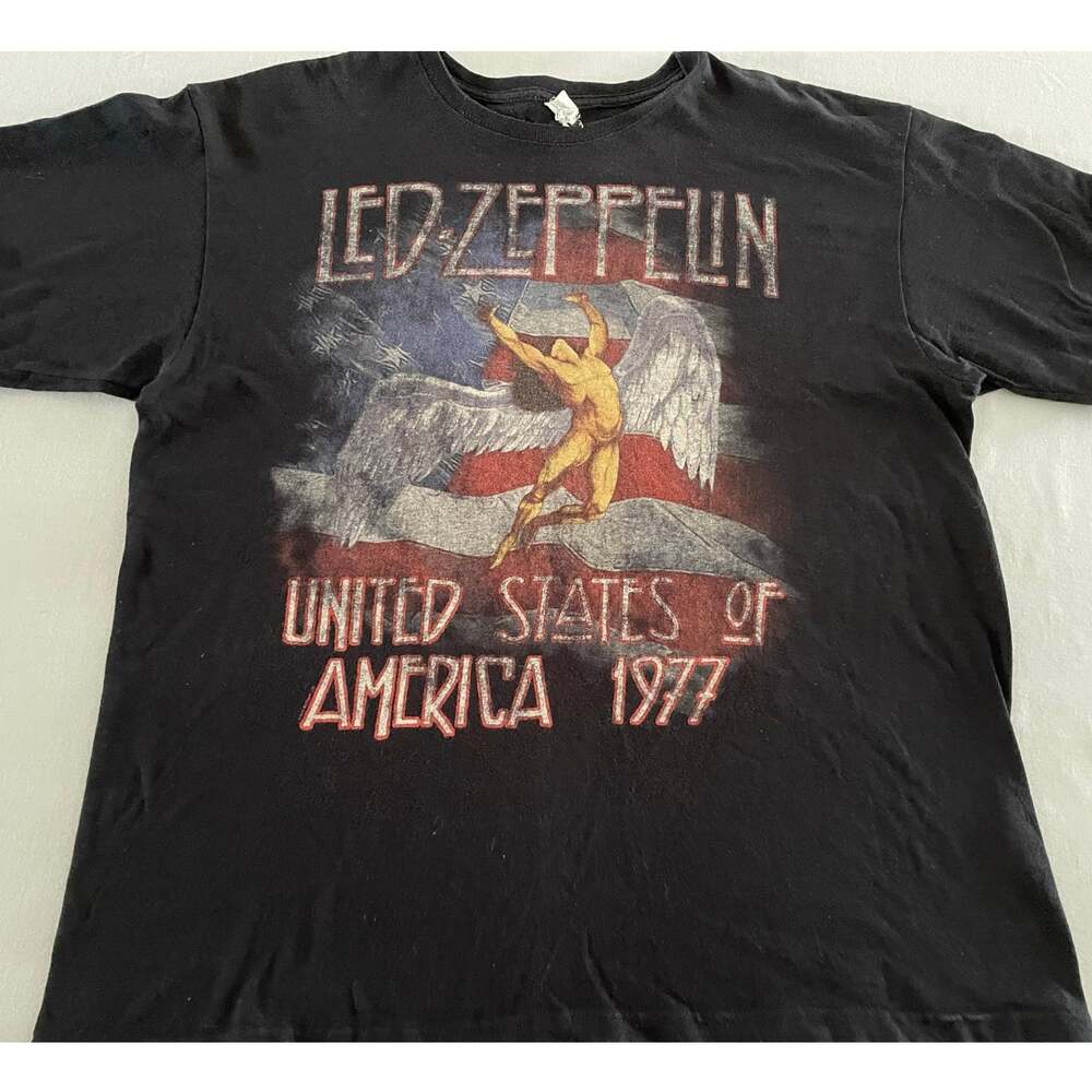 Led Zeppelin Band T-Shirt Color Black Anvil Classic Rock size XL